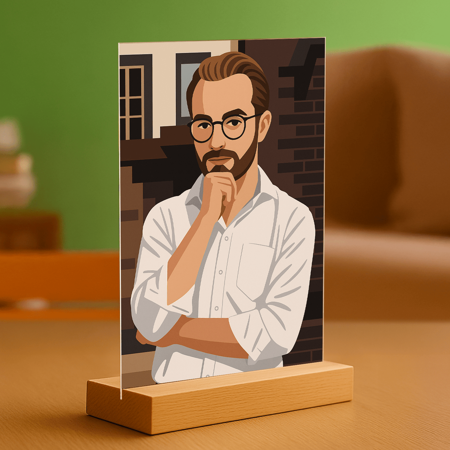 Mężczyzna w nowoczesnym stylu graficznym - portret na szkle akrylowym dla niego - Emmygift.pl