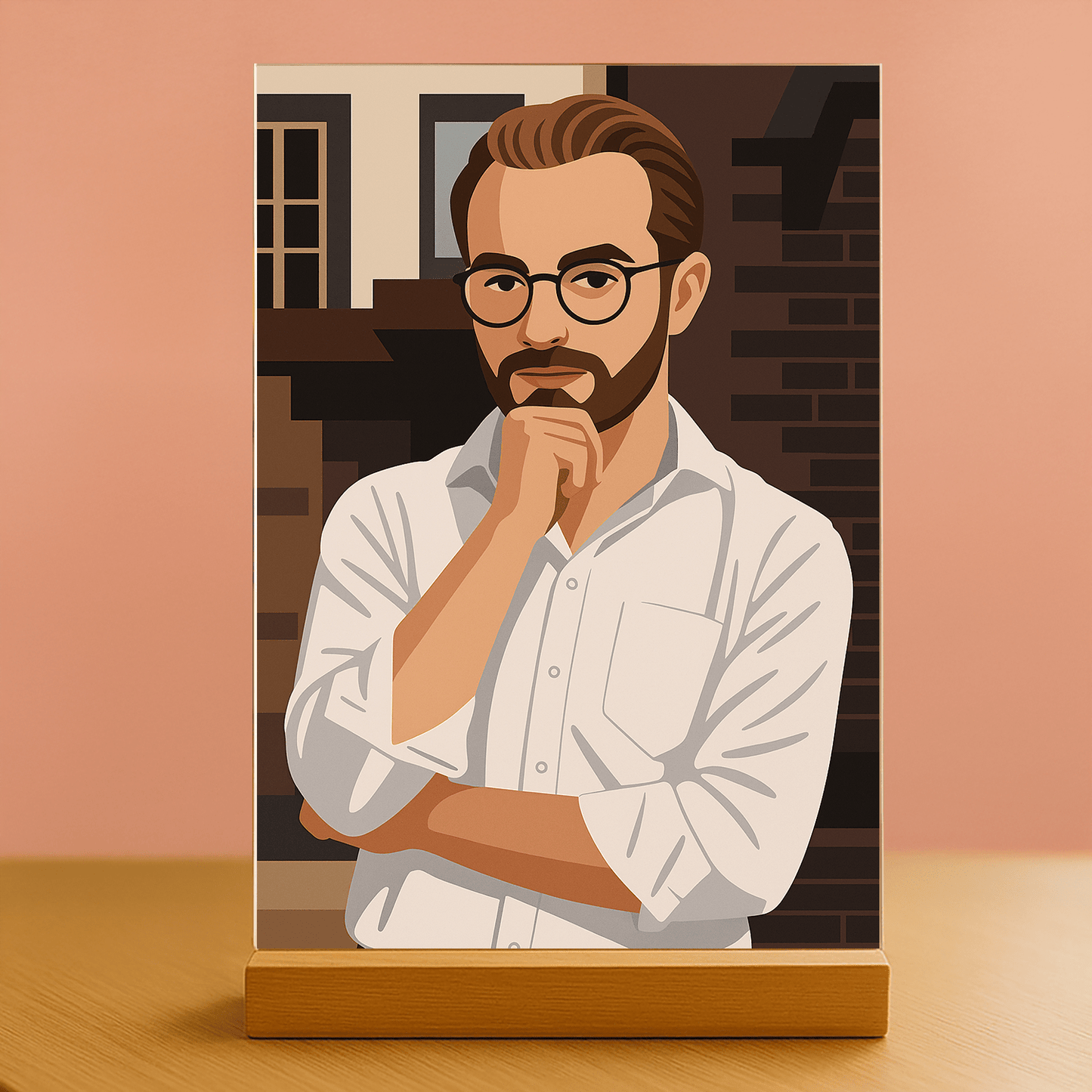 Mężczyzna w nowoczesnym stylu graficznym - portret na szkle akrylowym dla niego - Emmygift.pl