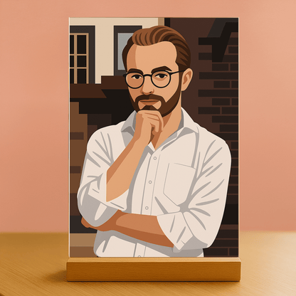 Mężczyzna w nowoczesnym stylu graficznym - portret na szkle akrylowym dla niego - Emmygift.pl
