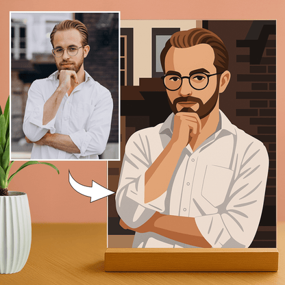 Mężczyzna w nowoczesnym stylu graficznym - portret na szkle akrylowym dla niego - Emmygift.pl