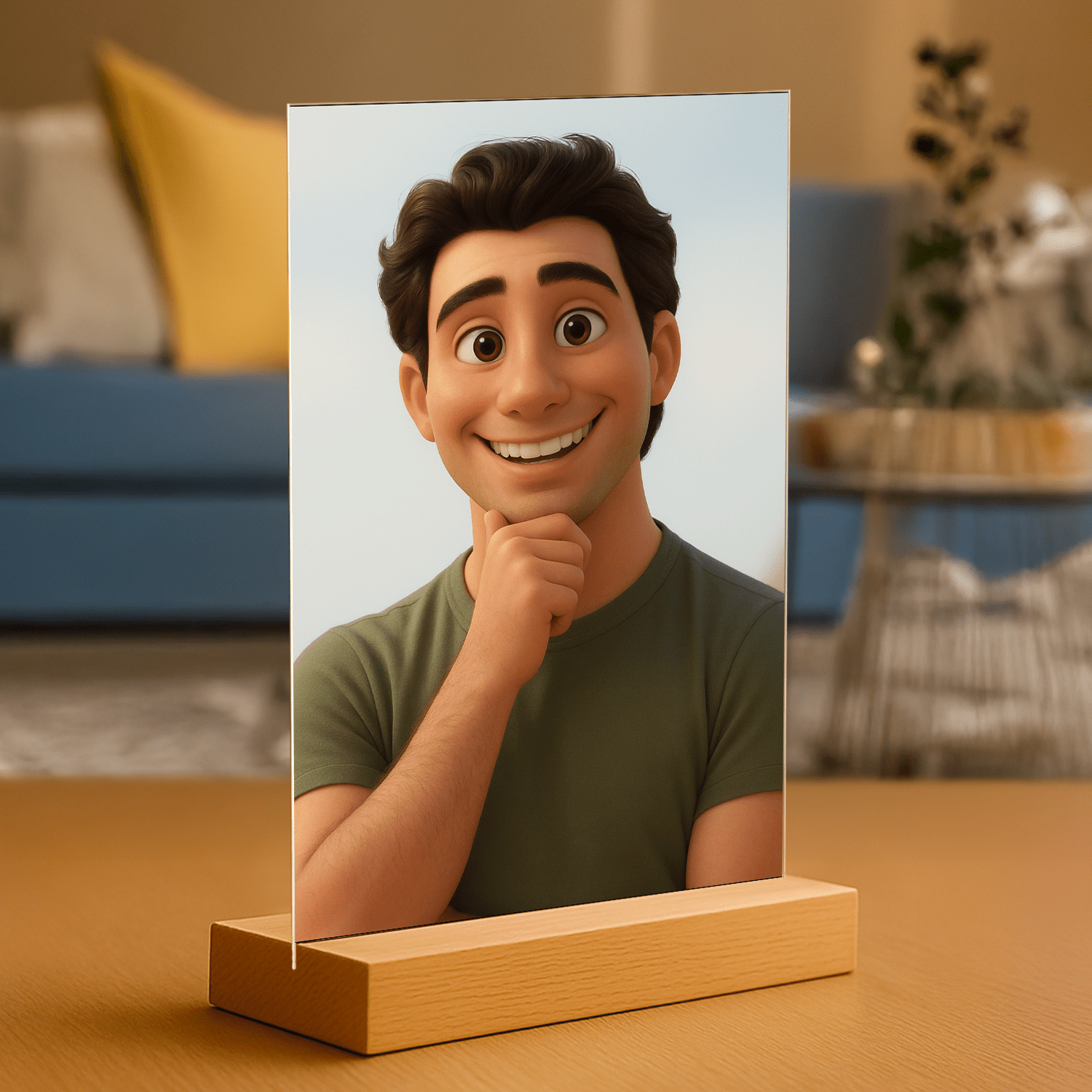 Mężczyzna w stylu animacji 3D - portret na szkle akrylowym dla niego - Emmygift.pl