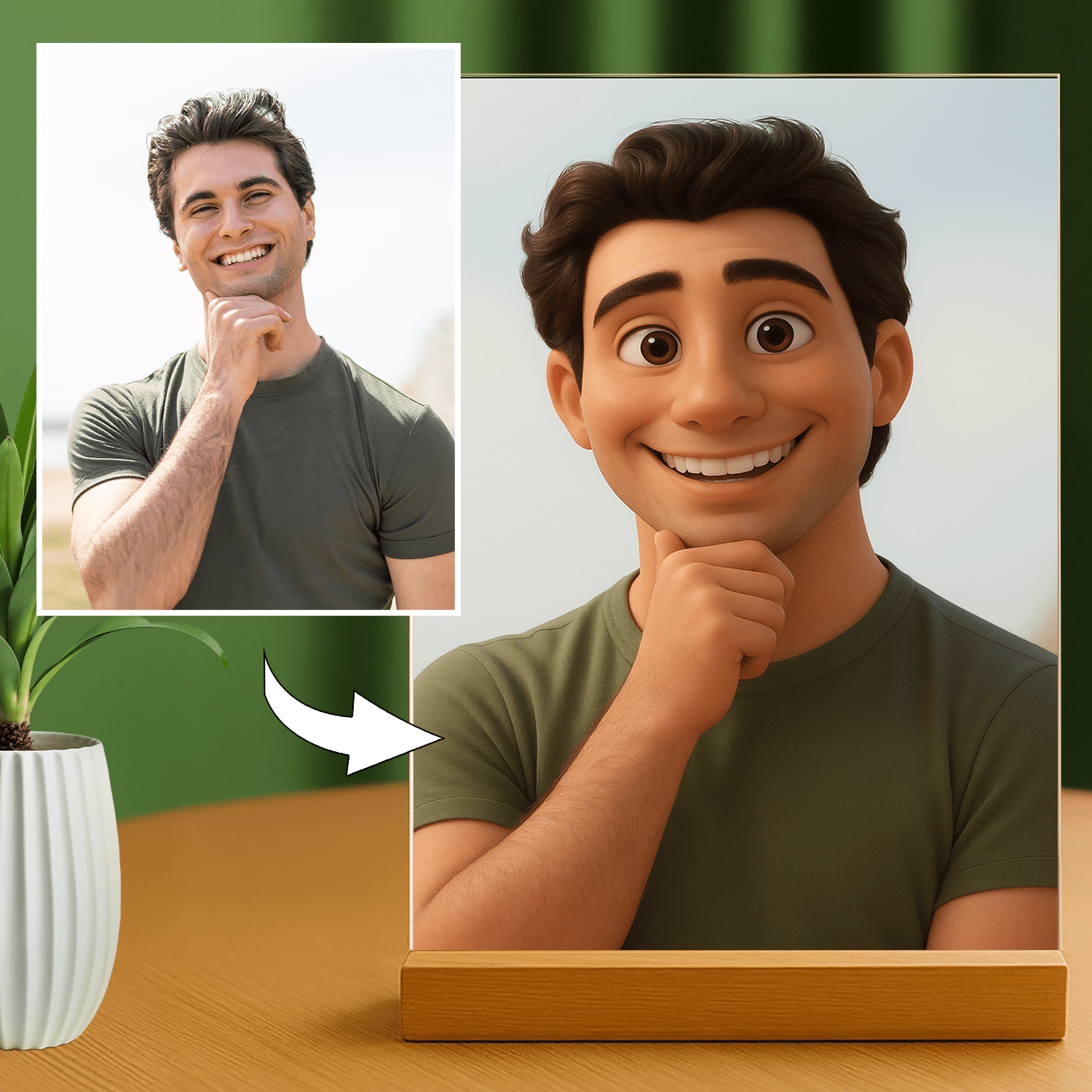 Mężczyzna w stylu animacji 3D - portret na szkle akrylowym dla niego - Emmygift.pl