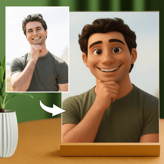 Mężczyzna w stylu animacji 3D - portret na szkle akrylowym dla niego - Emmygift.pl