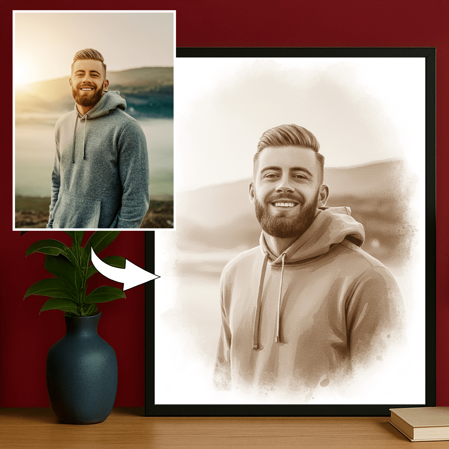 Mężczyzna w stylu coffee - portret na plakacie dla mężczyzny - Emmygift.pl