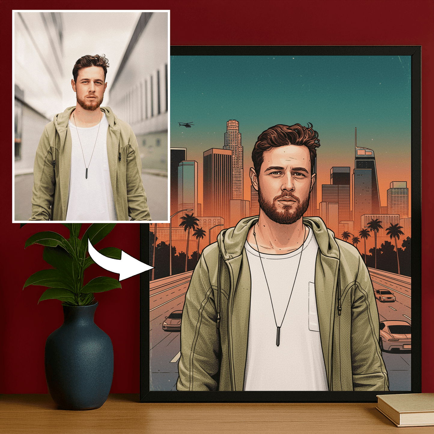 Mężczyzna w stylu GTA - portret na plakacie dla niego - Emmygift.pl