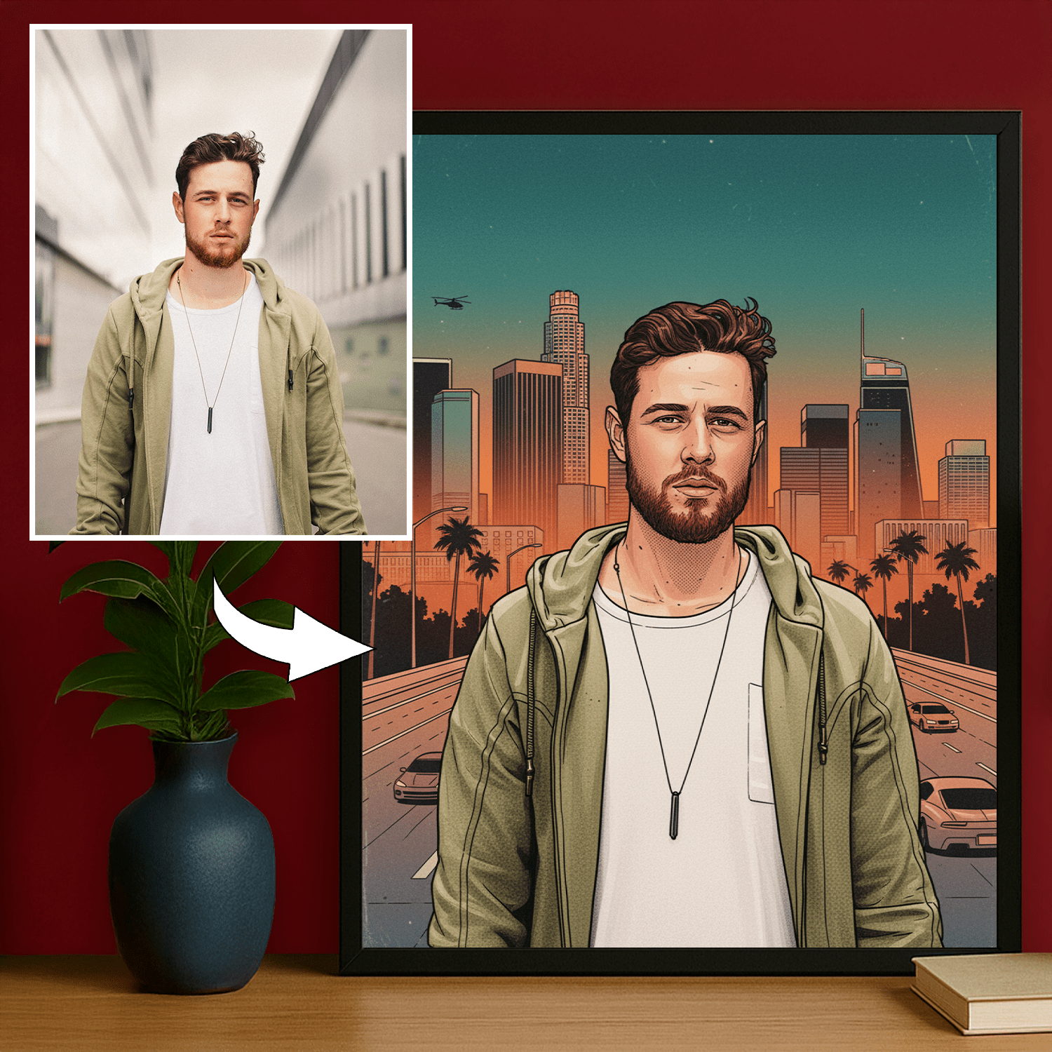 Mężczyzna w stylu GTA - portret na plakacie dla niego - Emmygift.pl