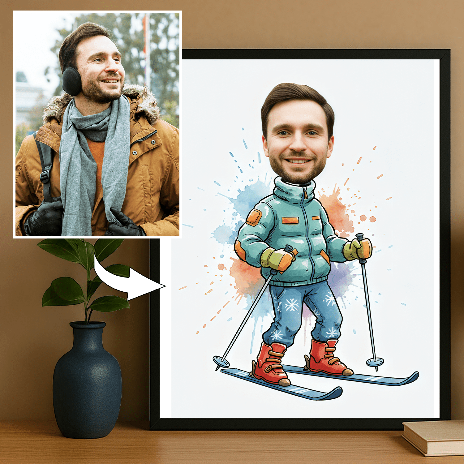 Mężczyzna w stylu karykatury - portret na plakacie dla niego - Emmygift.pl