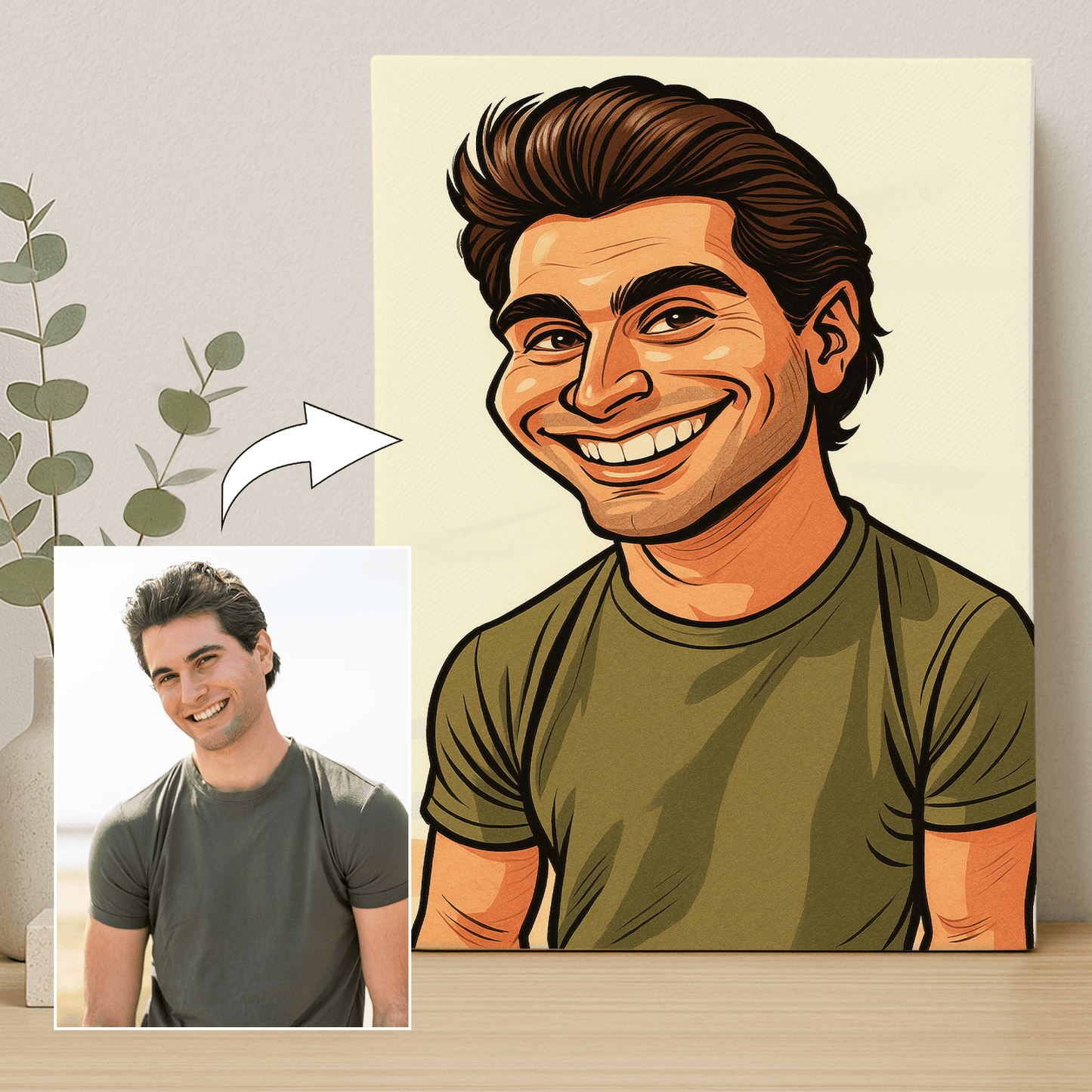Mężczyzna w stylu kreskówkowego realizmu - portret na płótnie dla niego - Emmygift.pl