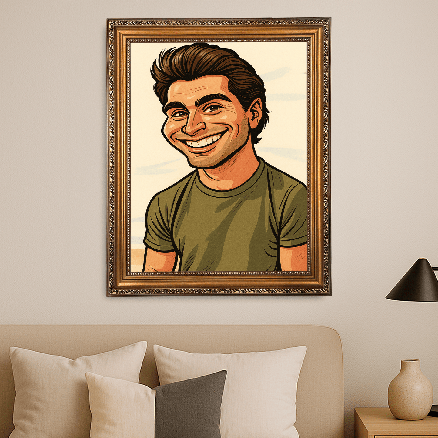 Mężczyzna w stylu kreskówkowego realizmu - portret na płótnie dla niego - Emmygift.pl