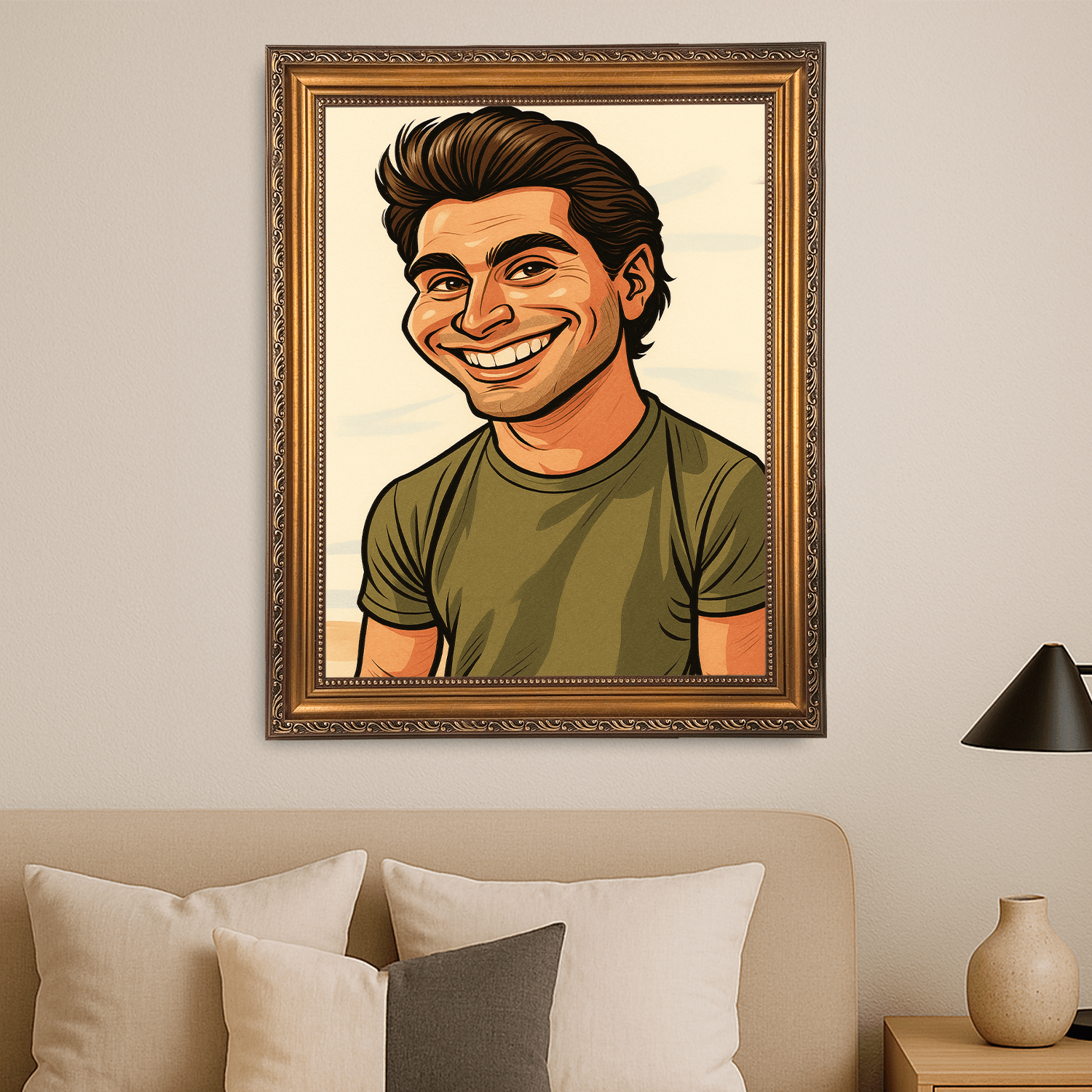 Mężczyzna w stylu kreskówkowego realizmu - portret na płótnie dla niego - Emmygift.pl