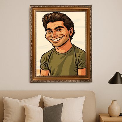 Mężczyzna w stylu kreskówkowego realizmu - portret na płótnie dla niego - Emmygift.pl