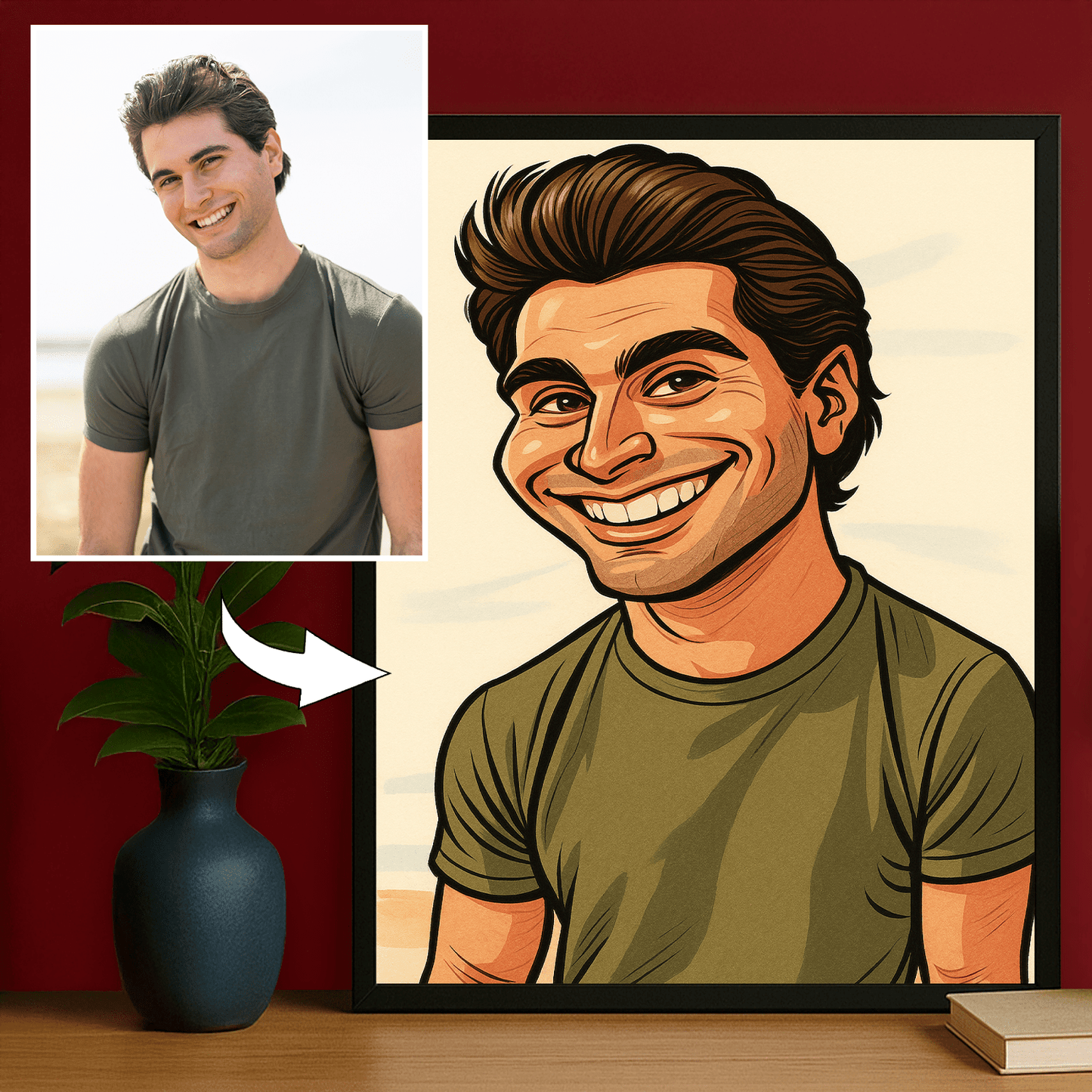 Mężczyzna w stylu realizmu komiksowego - portret na plakacie dla niego - Emmygift.pl