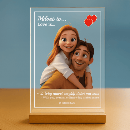 Miłość to... - personalizowany druk na szkle dla pary - Emmygift.pl