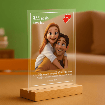 Miłość to... - personalizowany druk na szkle dla pary - Emmygift.pl
