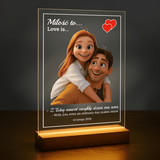 Miłość to... - personalizowany druk na szkle dla pary - Emmygift.pl