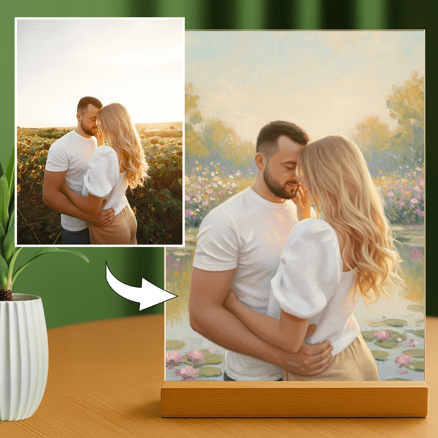 Miłość w stylu impresji - portret na szkle akrylowym dla pary - Emmygift.pl