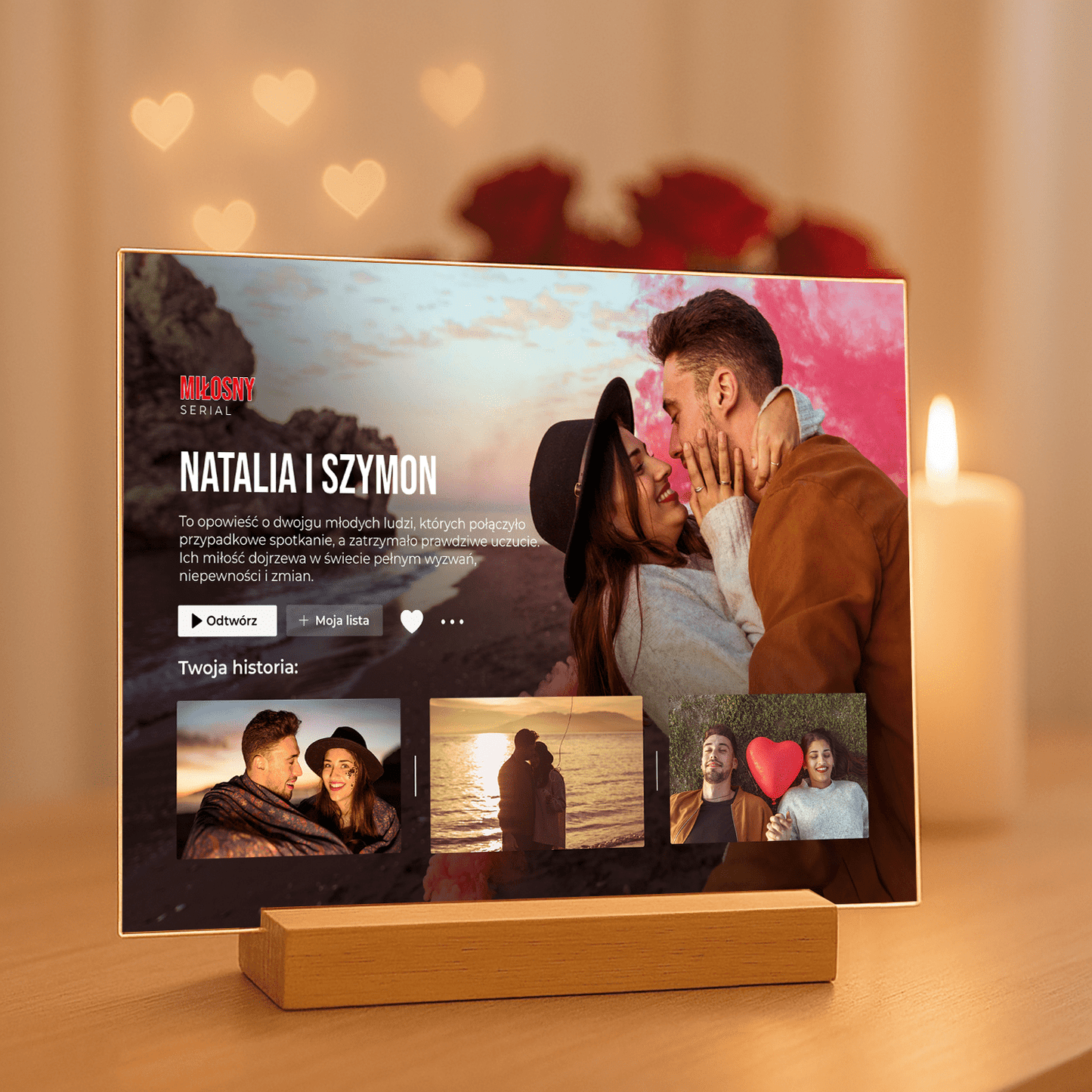 Miłosny serial - druk na szkle akrylowym dla pary - Emmygift.pl