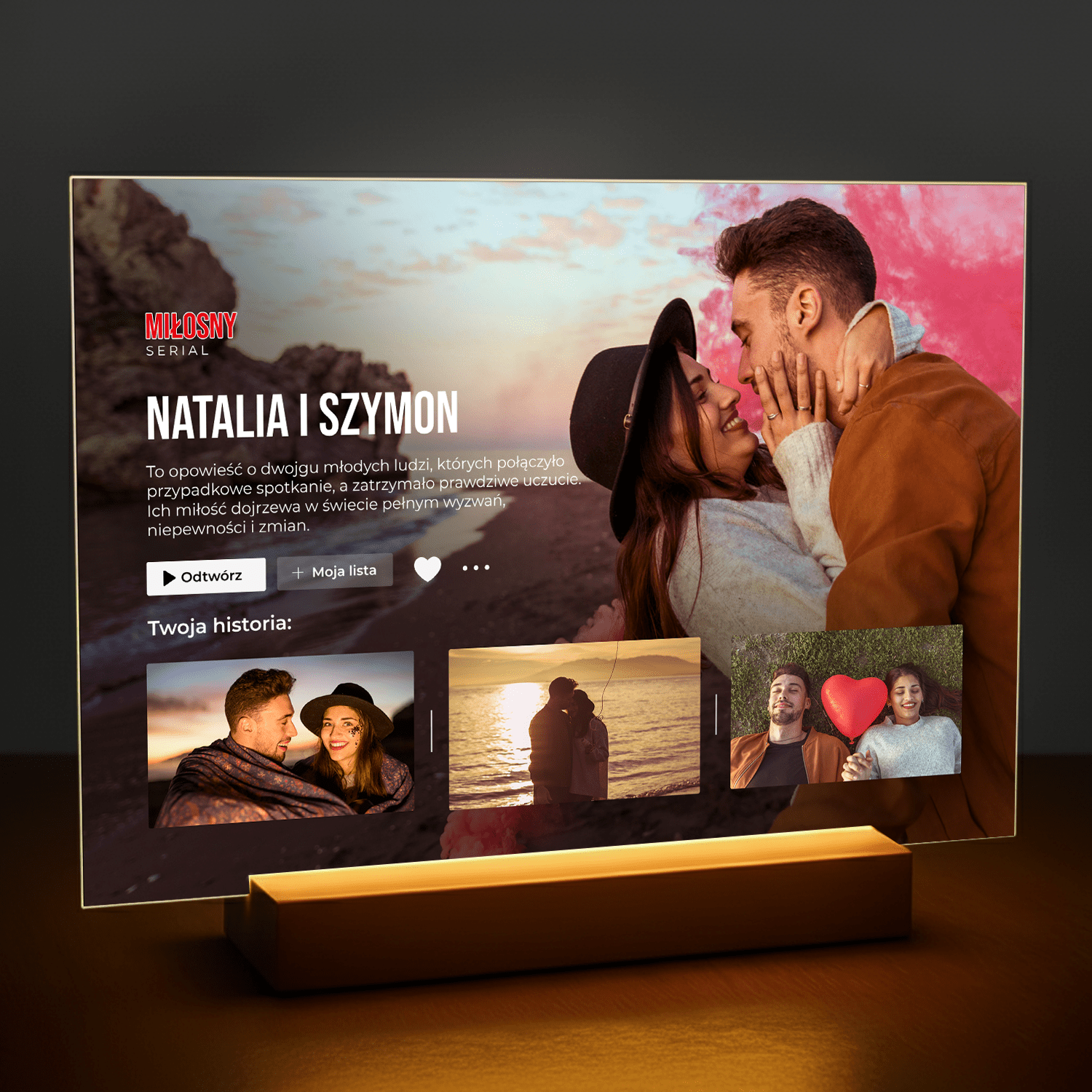 Miłosny serial - druk na szkle akrylowym dla pary - Emmygift.pl