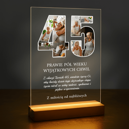 Na 45 urodziny - druk na szkle akrylowym dla kobiety - Emmygift.pl