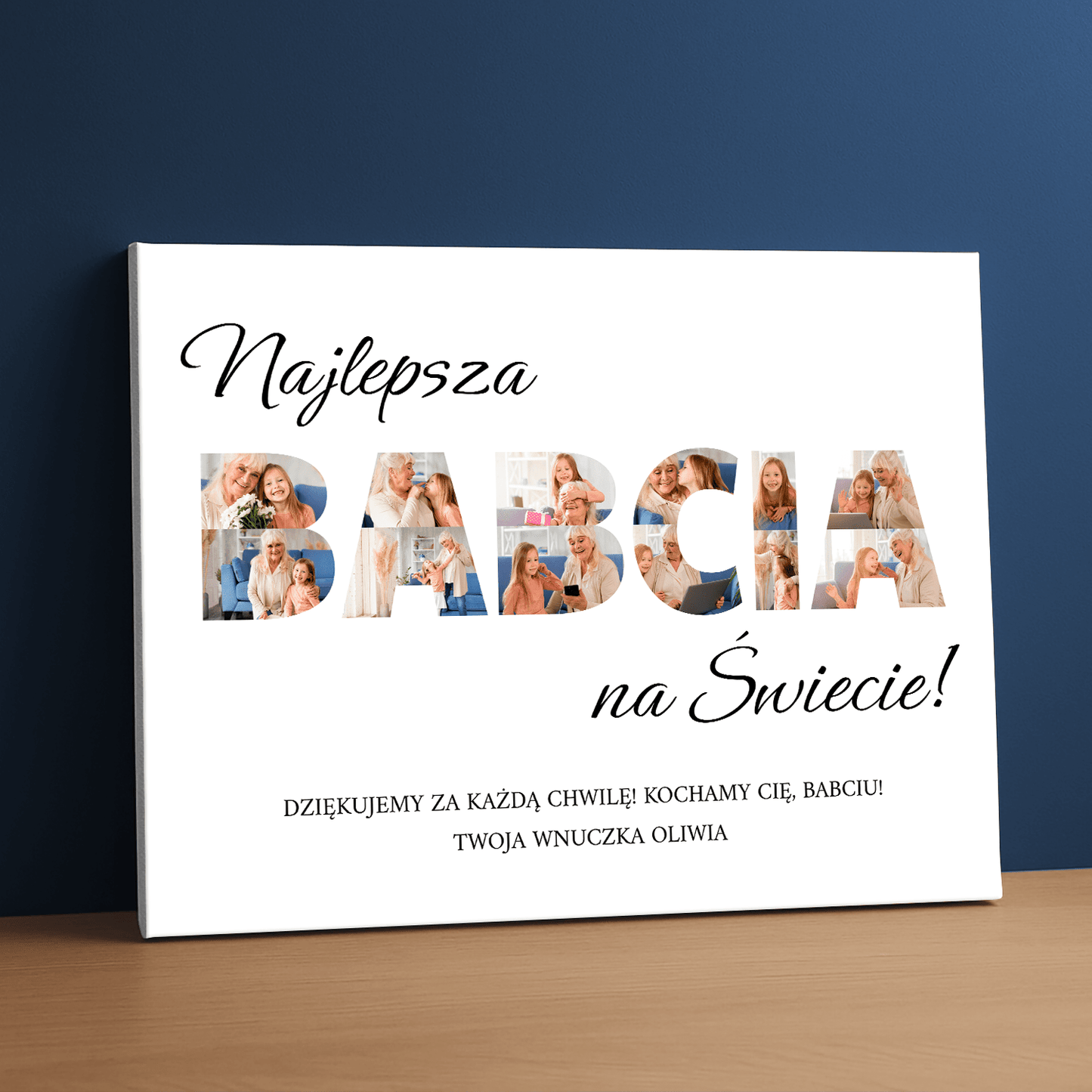 Najlepsza babcia na całym świecie - kolaż na płótnie dla babci - Emmygift.pl