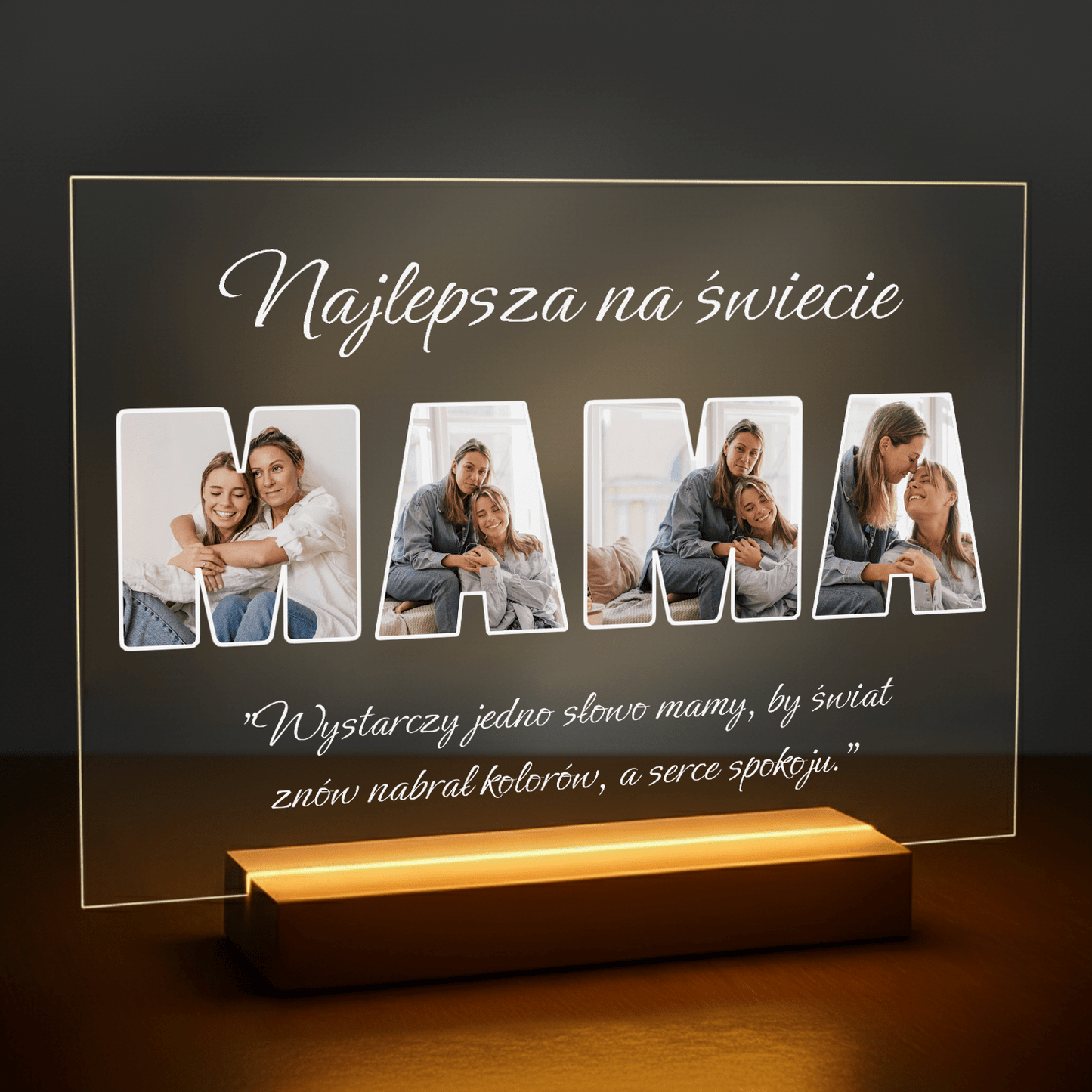 Najlepsza mam na świecie zdjęcia + tekst - druk na szkle akrylowym dla mamy - Emmygift.pl