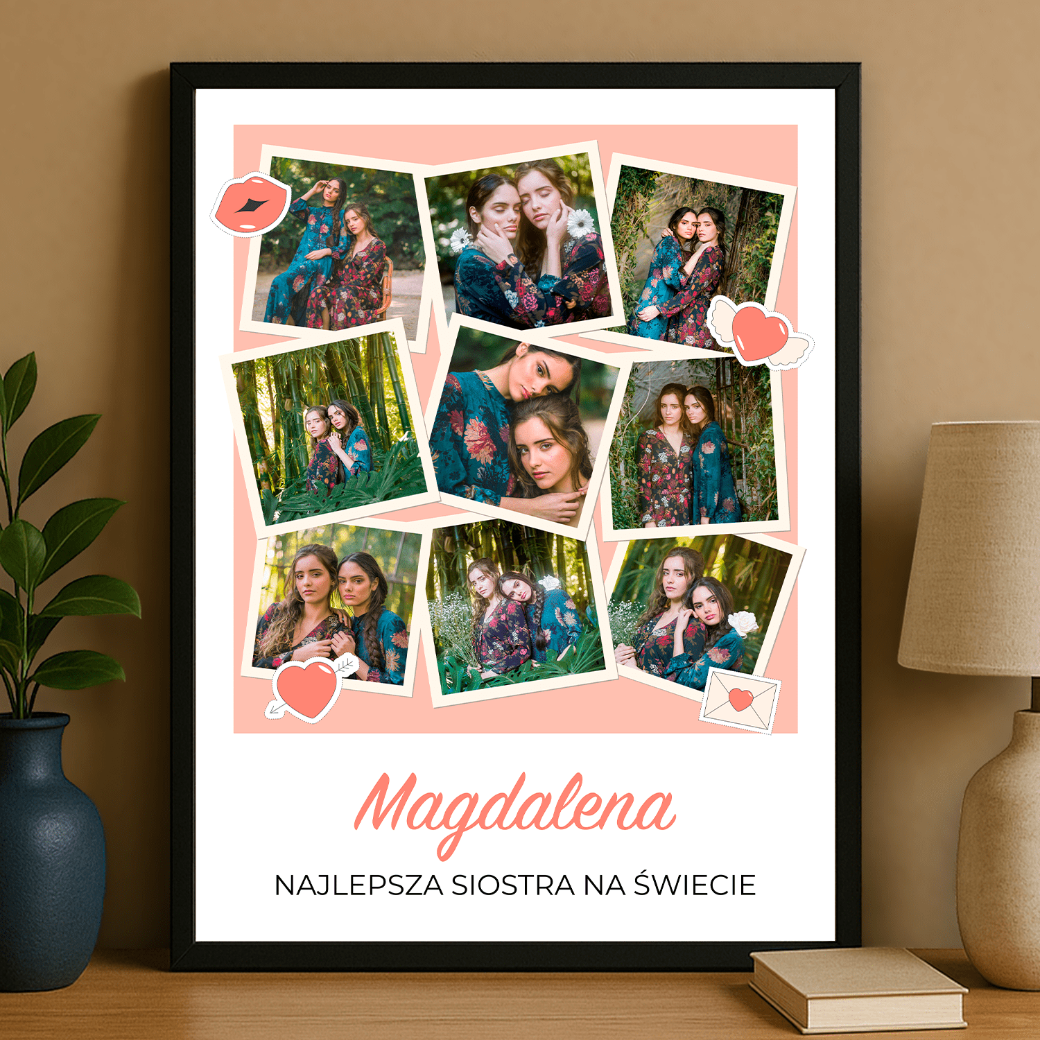 Najlepsza siostra kolaż - plakat personalizowany dla siostry - Emmygift.pl
