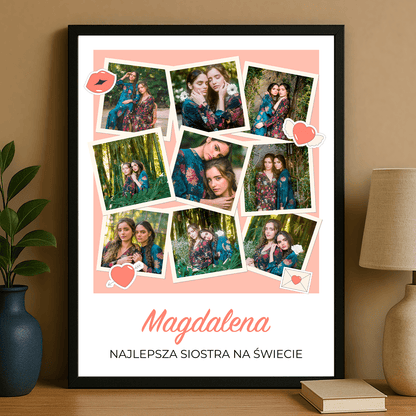 Najlepsza siostra kolaż - plakat personalizowany dla siostry - Emmygift.pl
