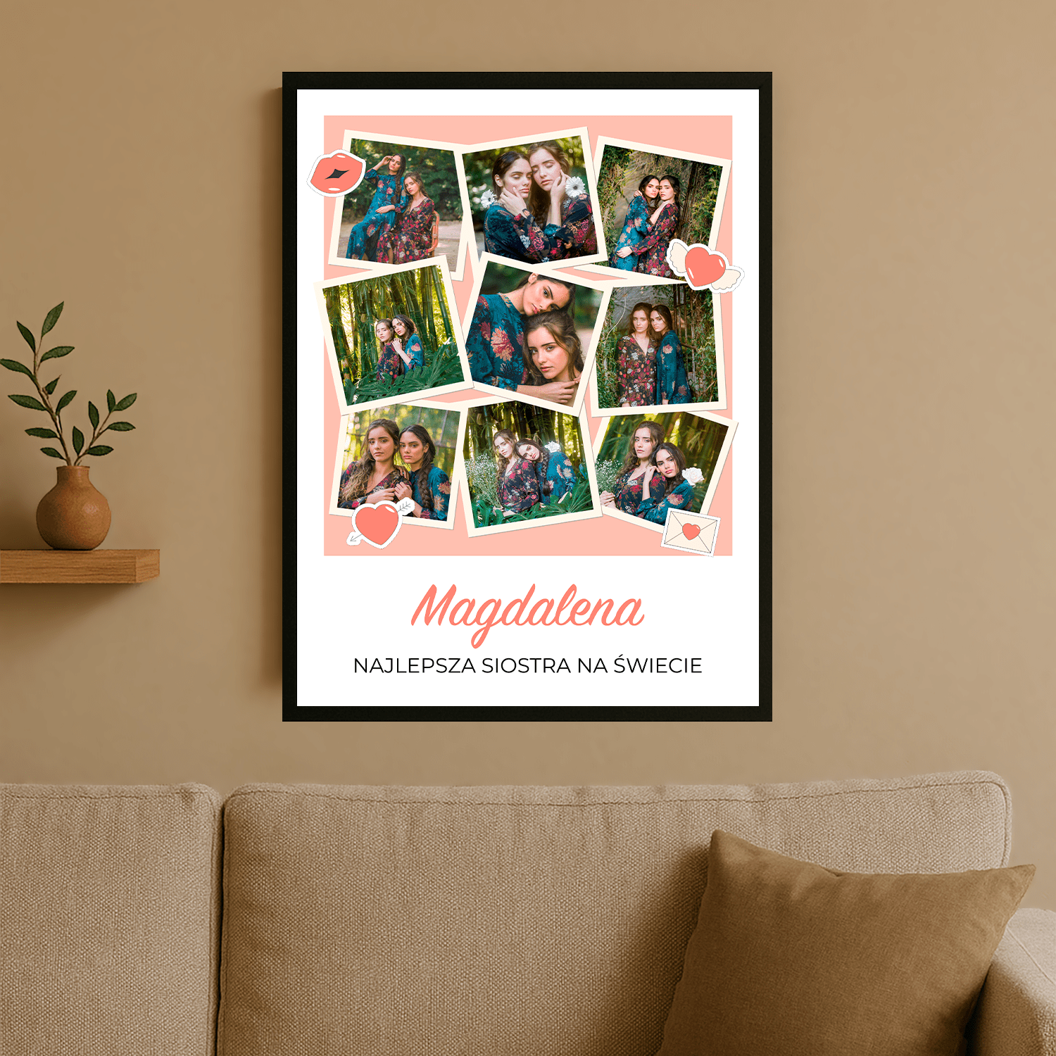 Najlepsza siostra kolaż - plakat personalizowany dla siostry - Emmygift.pl
