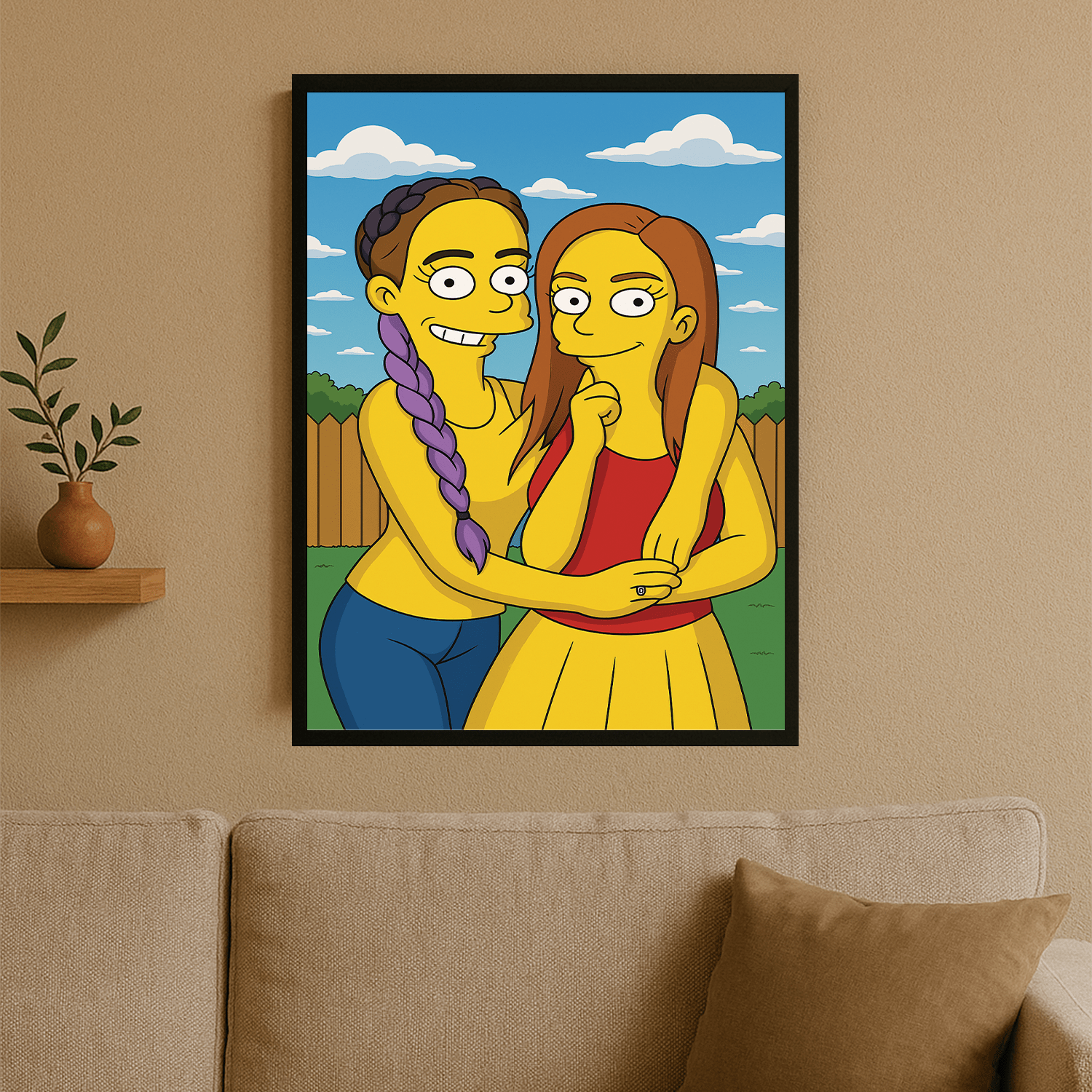 Najlepsze przyjaciółki w stylu Simpson - portret na plakacie dla przyjaciółki - Emmygift.pl