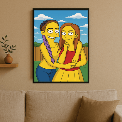 Najlepsze przyjaciółki w stylu Simpson - portret na plakacie dla przyjaciółki - Emmygift.pl