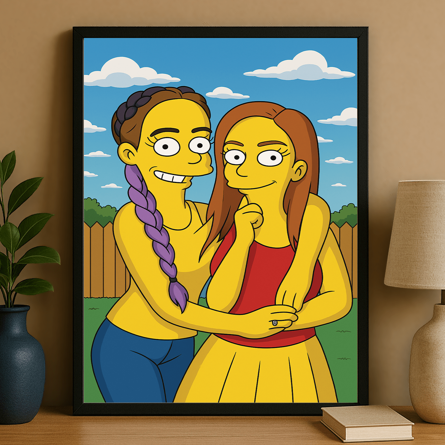 Najlepsze przyjaciółki w stylu Simpson - portret na plakacie dla przyjaciółki - Emmygift.pl