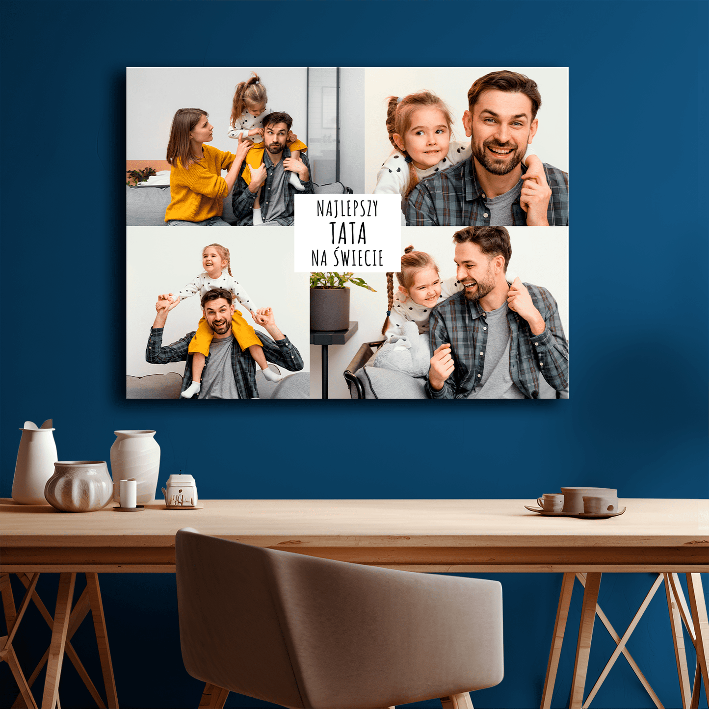 Najlepszy tata na świecie kolaż - personalizowany druk na płótnie - Emmygift.pl