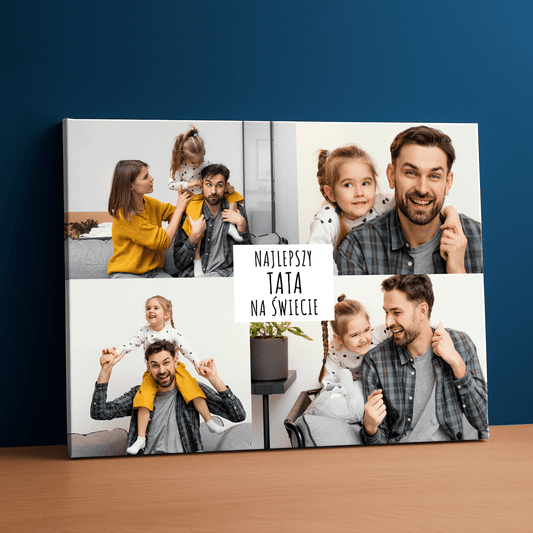 Najlepszy tata na świecie kolaż - personalizowany druk na płótnie - Emmygift.pl