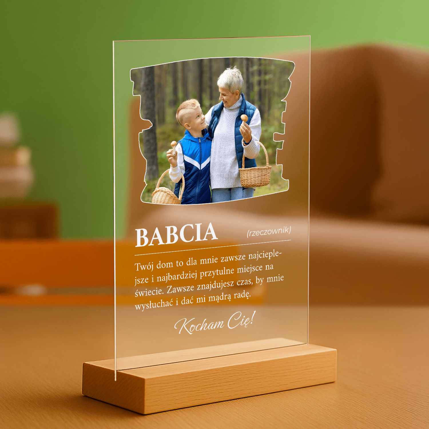 Najpiękniejsze słowa od wnuka - personalizowany druk na szkle dla babci - Emmygift.pl