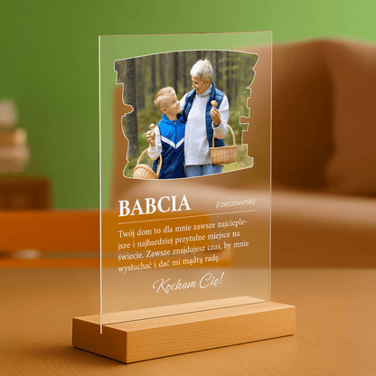 Najpiękniejsze słowa od wnuka - personalizowany druk na szkle dla babci - Emmygift.pl