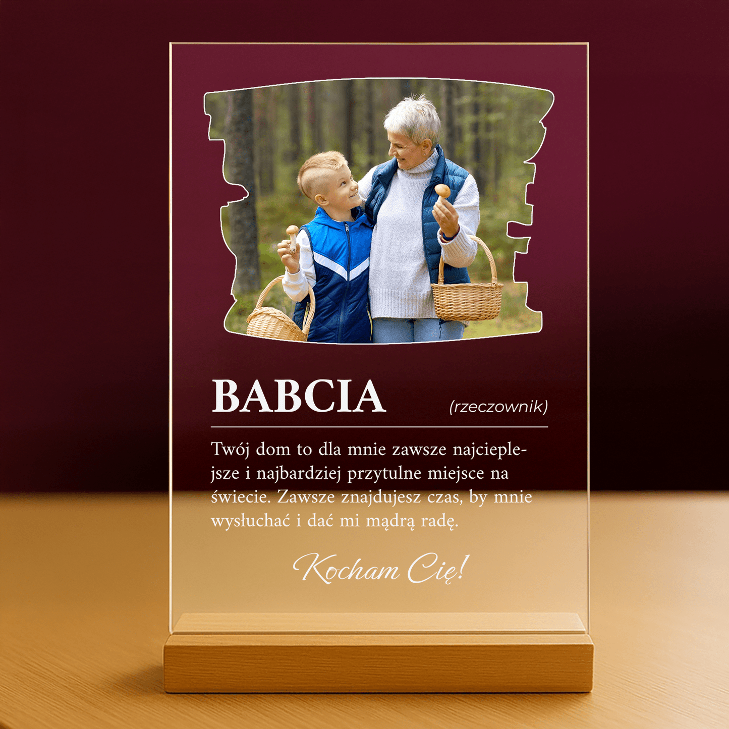 Najpiękniejsze słowa od wnuka - personalizowany druk na szkle dla babci - Emmygift.pl