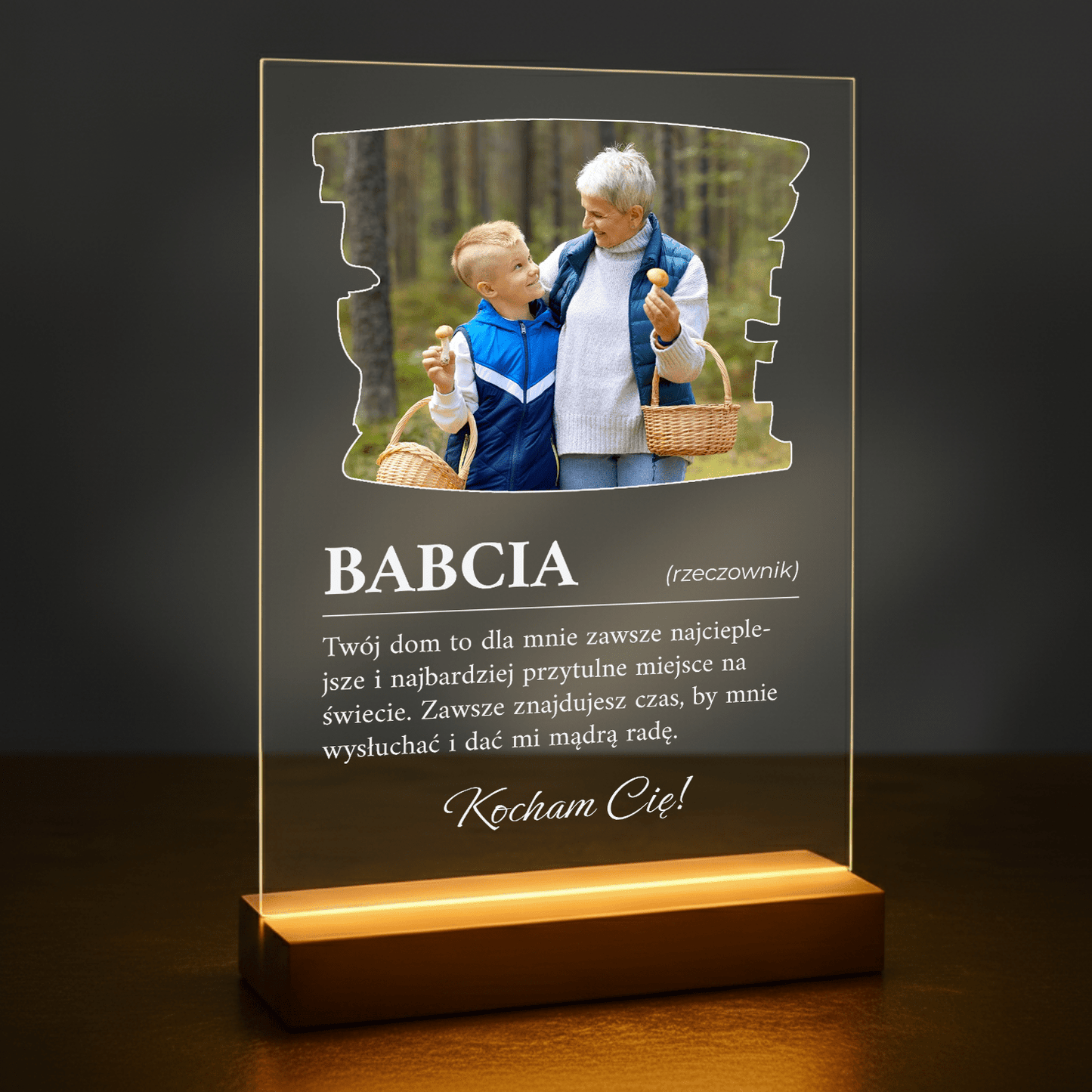 Najpiękniejsze słowa od wnuka - personalizowany druk na szkle dla babci - Emmygift.pl