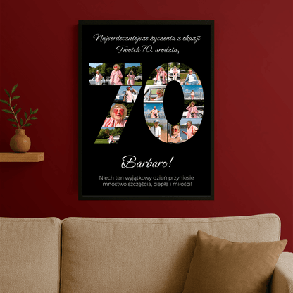 Najserdeczniejsze życzenia na 70. - personalizowany plakat dla babci - Emmygift.pl