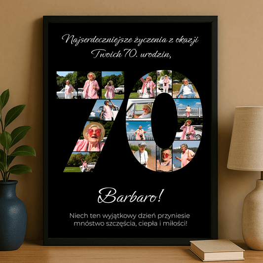 Najserdeczniejsze życzenia na 70. - personalizowany plakat dla babci - Emmygift.pl
