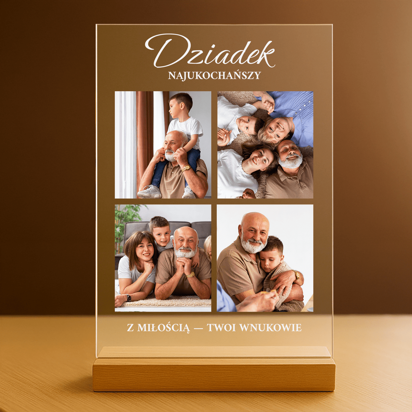 Najukochańszy dziadek fotokolaż - personalizowany druk na szkle dla dziadka - Emmygift.pl