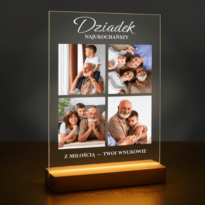 Najukochańszy dziadek fotokolaż - personalizowany druk na szkle dla dziadka - Emmygift.pl