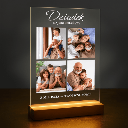 Najukochańszy dziadek fotokolaż - personalizowany druk na szkle dla dziadka - Emmygift.pl