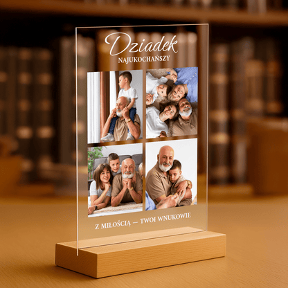 Najukochańszy dziadek fotokolaż - personalizowany druk na szkle dla dziadka - Emmygift.pl