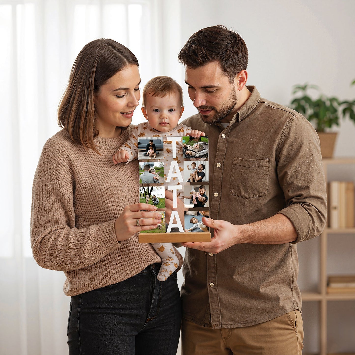 Napis Tata + zdjęcia - personalizowany druk na szkle - Emmygift.pl