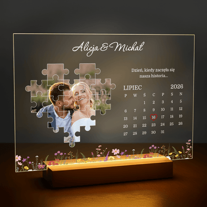 Nasza Historia w Puzzlach – personalizowany druk na szkle dla pary - Emmygift.pl