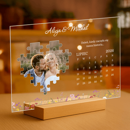 Nasza Historia w Puzzlach – personalizowany druk na szkle dla pary - Emmygift.pl