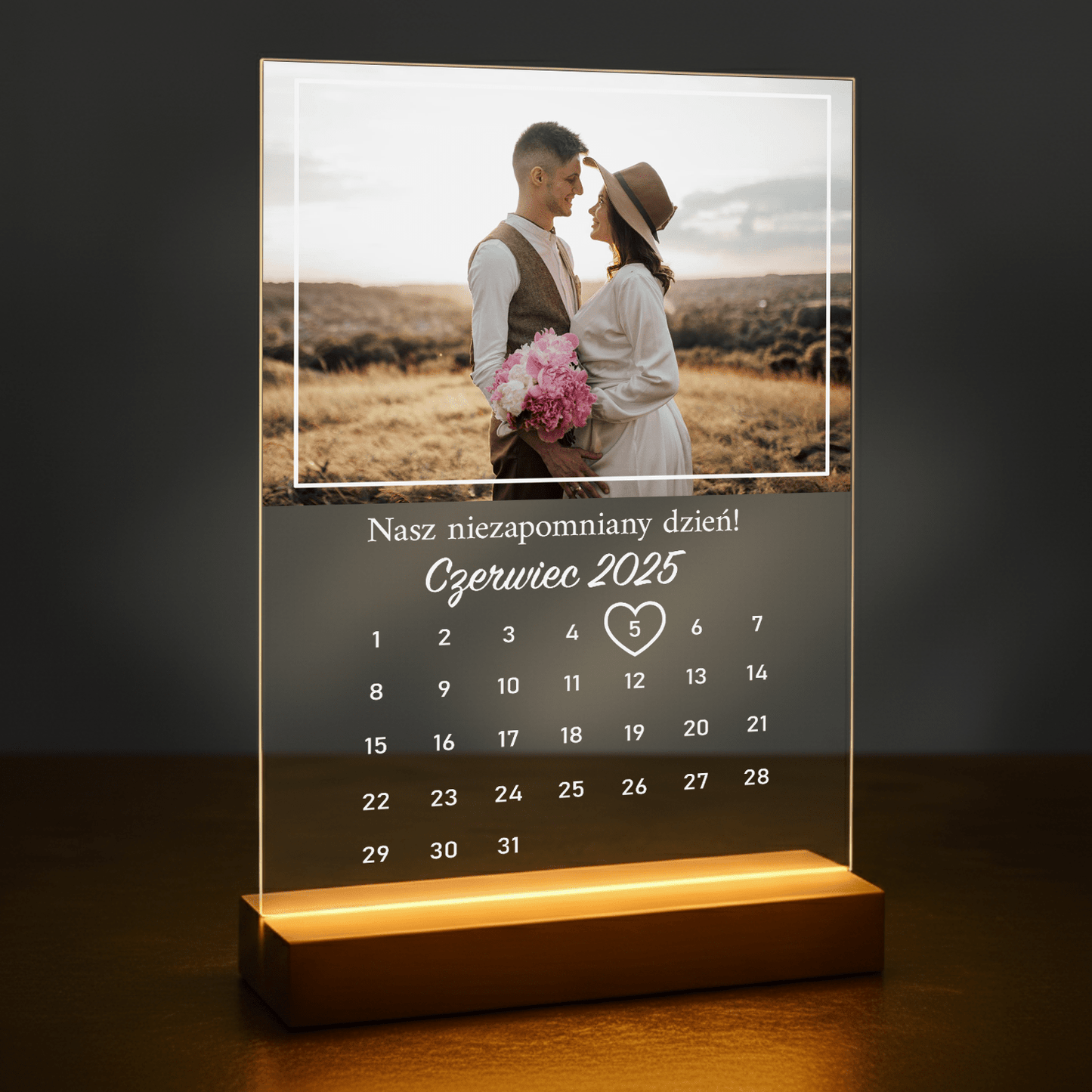 Niezapomniany dzień - druk na szkle akrylowym dla pary - Emmygift.pl
