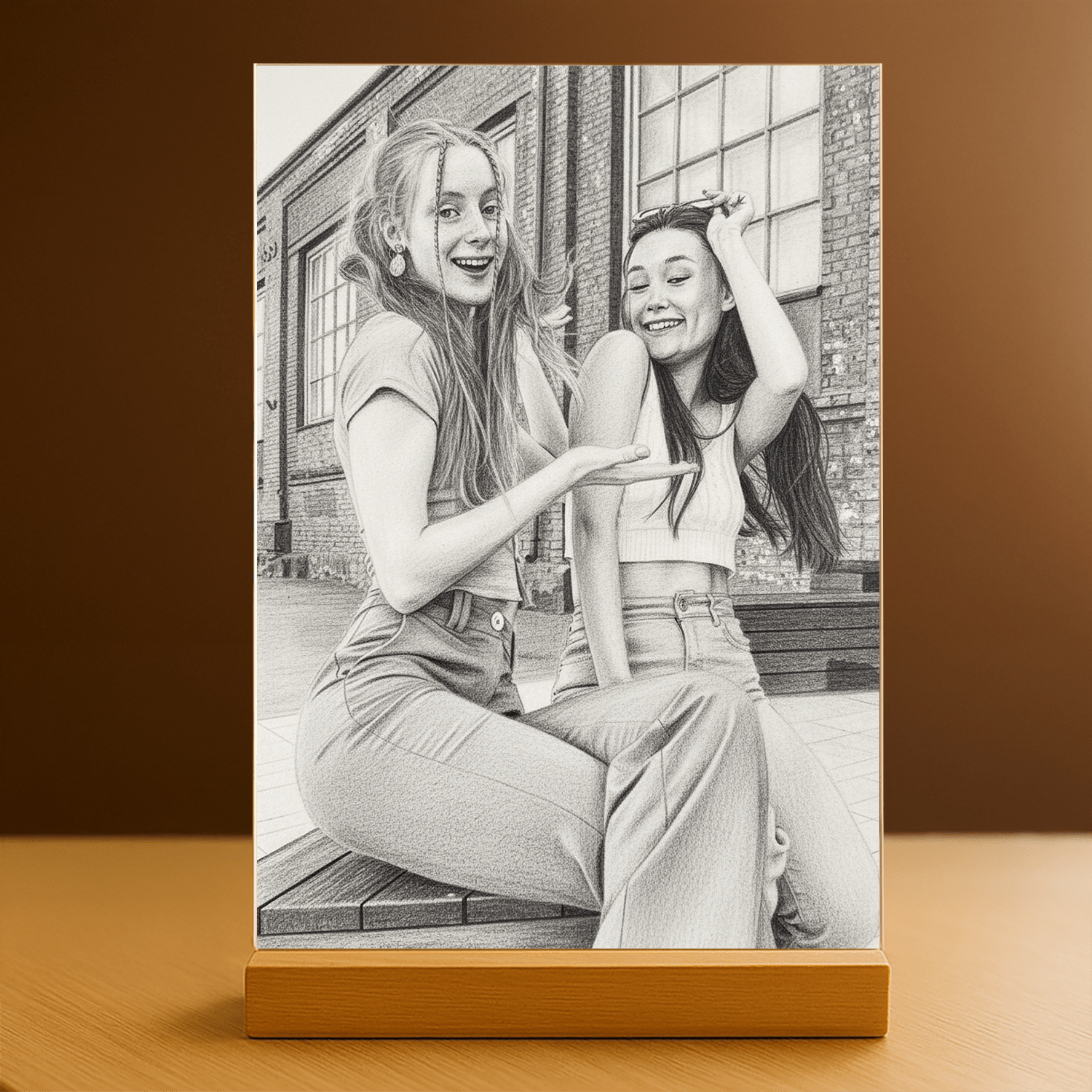 Niezwykła przyjaźń - portret na szkle akrylowym dla przyjaciółki - Emmygift.pl