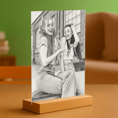 Niezwykła przyjaźń - portret na szkle akrylowym dla przyjaciółki - Emmygift.pl