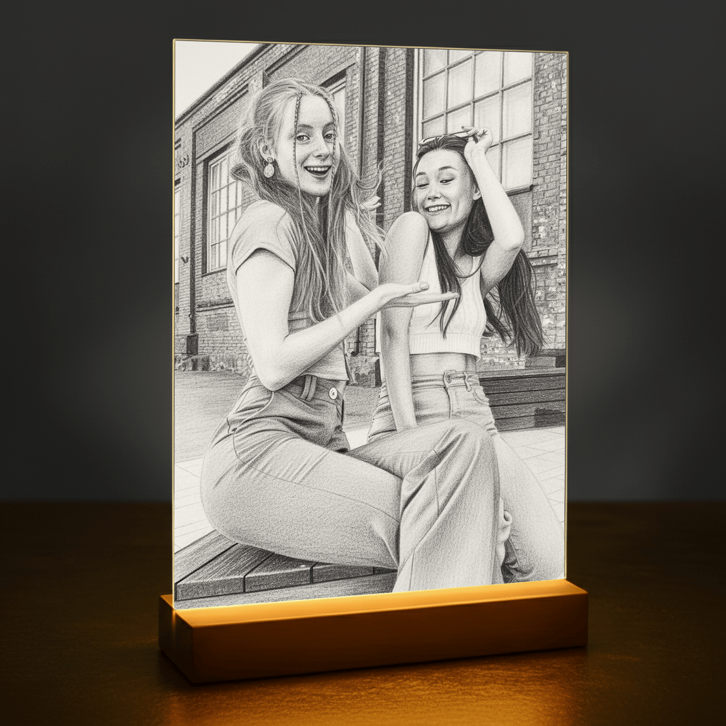 Niezwykła przyjaźń - portret na szkle akrylowym dla przyjaciółki - Emmygift.pl